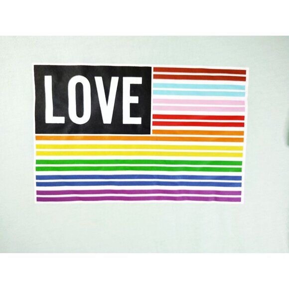 Pride Shirt Rainbow Love Flag Medium Unisex Green Short Sleeve Tee - Picture 3 of 8